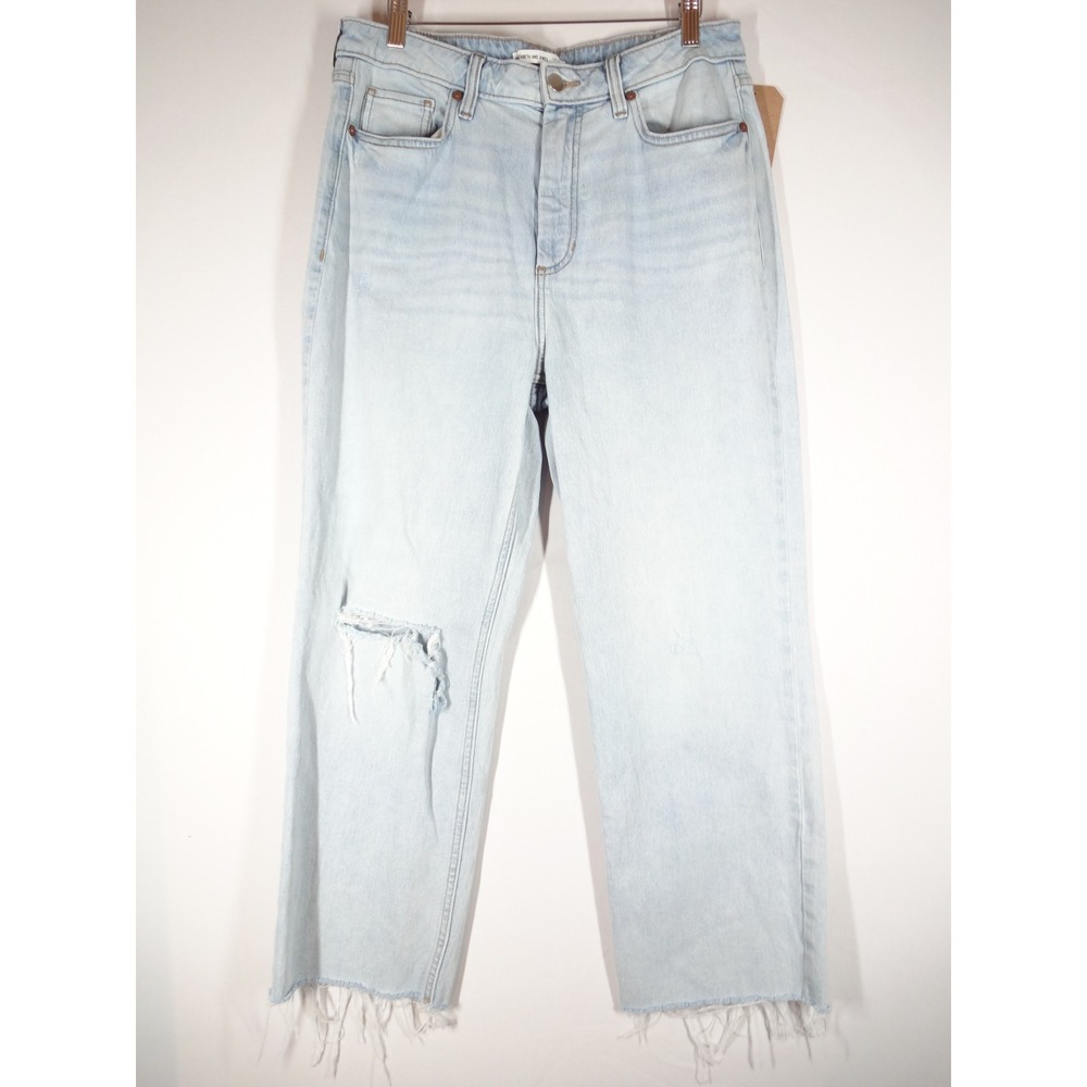 Elizabeth and James Jeans Womens L/XL Light Blue Wide Leg Raw Hem Boho Grunge